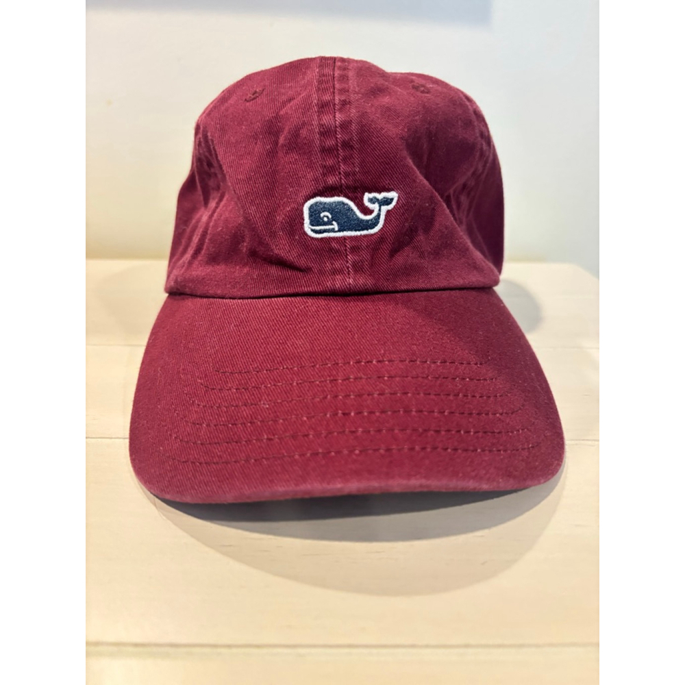 Vineyard Vines Burgundy Whale Logo Baseball Hat One Size blue logo